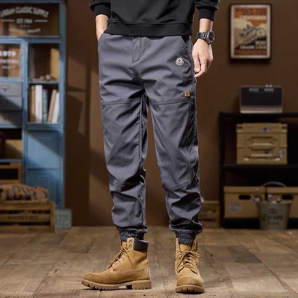 Moncler Gray Cargo Joggers with Technical Fabric